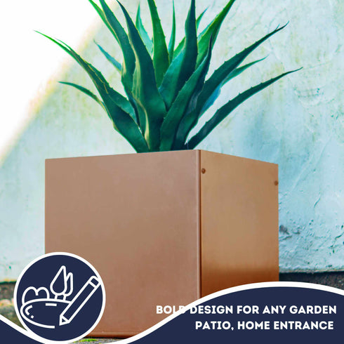 Metal Garden Square Planter 35cm Steel Outdoor Plant Pot Durable Raised Flower Bed 35 L